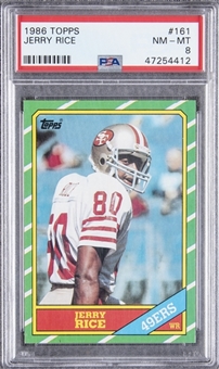 1986 Topps #161 Jerry Rice Rookie Card - PSA NM-MT 8